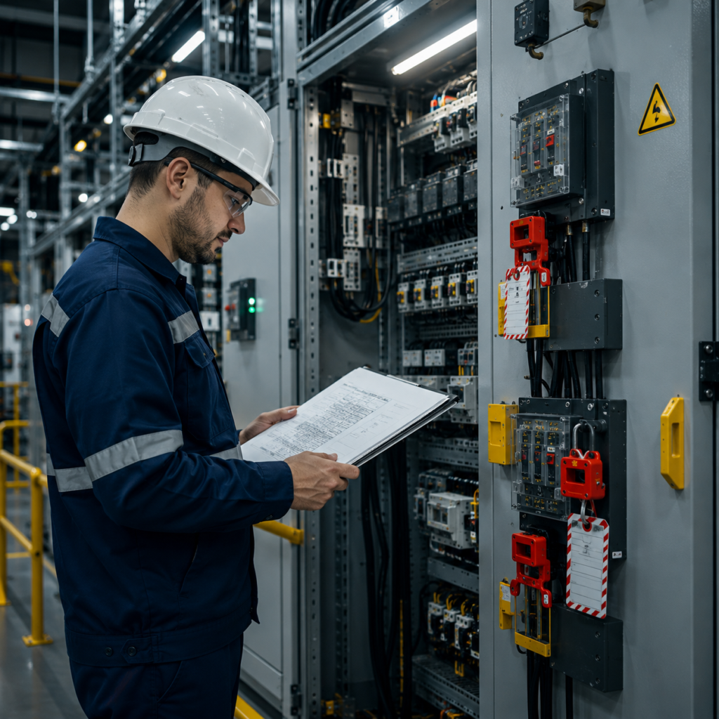 A LIDAV desenvolve e executa soluções em engenharia elétrica industrial com foco em segurança operacional, conformidade normativa e desempenho dos sistemas elétricos. Nossa atuação contempla adequações NR10, NR12 e NR35, análise de riscos, infraestrutura elétrica, painéis industriais, automação e projetos executados de acordo com os mais elevados padrões técnicos. Com equipe especializada e rigorosos critérios de engenharia, entregamos soluções que garantem confiabilidade operacional, proteção dos colaboradores e conformidade regulatória para indústrias, centros logísticos e empreendimentos de médio e grande porte.